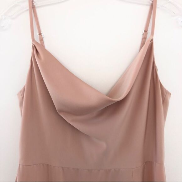 NBD REVOLVE Lila Gown in Champagne Satin Slip Draped Maxi Column Leg Slit S - Picture 7 of 13